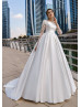 Ivory Lace Satin Box Pleated Wedding Dress Ivory Lace Satin Box Pleated Wedding Dress